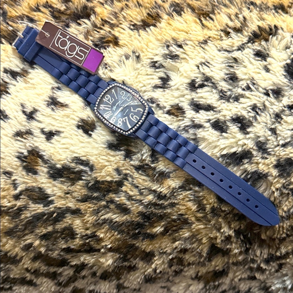 NWT! Geneva Blue and Silver Dazzle Women's Watch